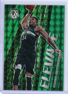 Giannis Antetokounmpo 2020-21 Mosiac Green Elevate Prizm Color Match  #2 Bucks