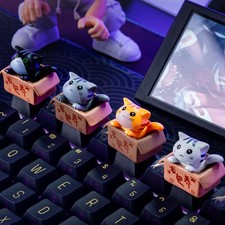 Cute Cat in Box Artisan Keycap Custom Cherry MX Mechanical Keyboard Kawaii Gamer
