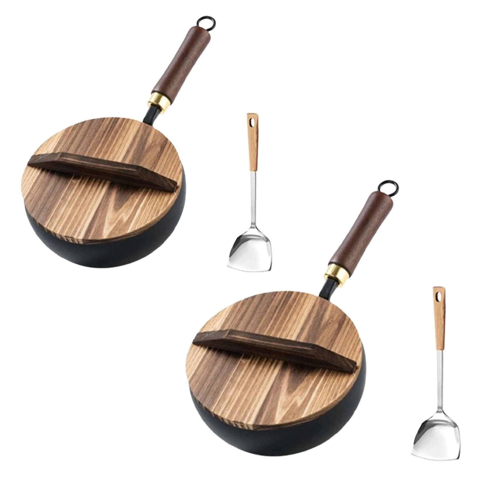 Wok Pan Cookware Sturdy Non Coated Multipurpose Traditional Cooking Pan Stir Fry