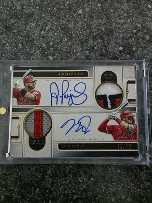 2025 Topps Definitive Mike Trout Albert Pujols Game Used Dual Patch Auto /10