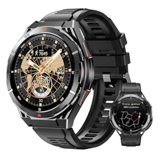  Smart Watch for Men GPS, 1.43" AMOLED Display, 5ATM Waterproof Military Black