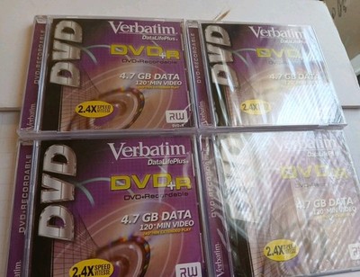 4 Verbatim DataLifePlus DVD+R Recordable 4.7 GB Data 120min 2.4x Video DVD RW