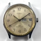 Vintage Timex Water Resistant Mechanic Day Date Calendar Wrist Watch Runs lot.qc