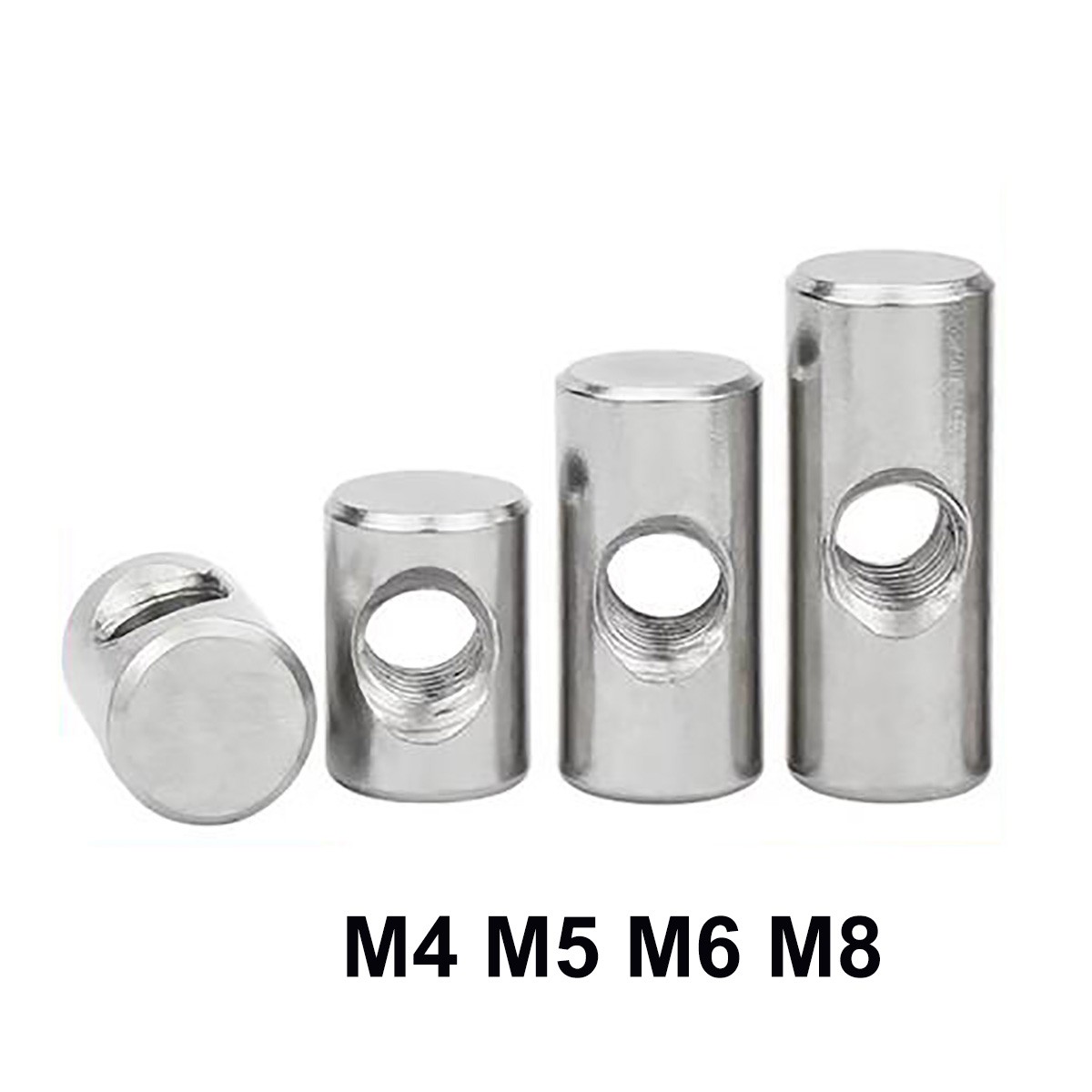 M4 M5 M6 M8 Stainless Steel Dowel Barrel Nuts Centre Thread Furniture Cot Bed