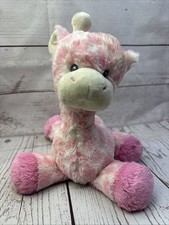 Aurora Jolitee By Ebba Baby Pink Loppy Giraffe Plush Stuffed Animal Rattle 10"
