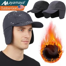 Warm Fleece Lined Winter Hat with Ear Flaps Thermal Baseball Cap for Men Women