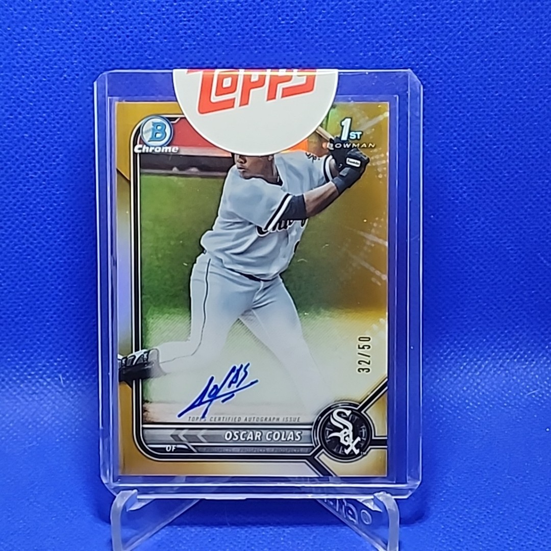 2022 Bowman Oscar Colas Chrome Auto 1st Gold Refractor 32/50 White Sox