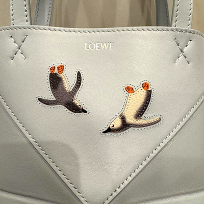 LOEWE / トートバッグ/--/ホワイト/総柄/鳥 LOEWE × Suna Fujita Collaboration Puzzle Fold Tote Mini Limited