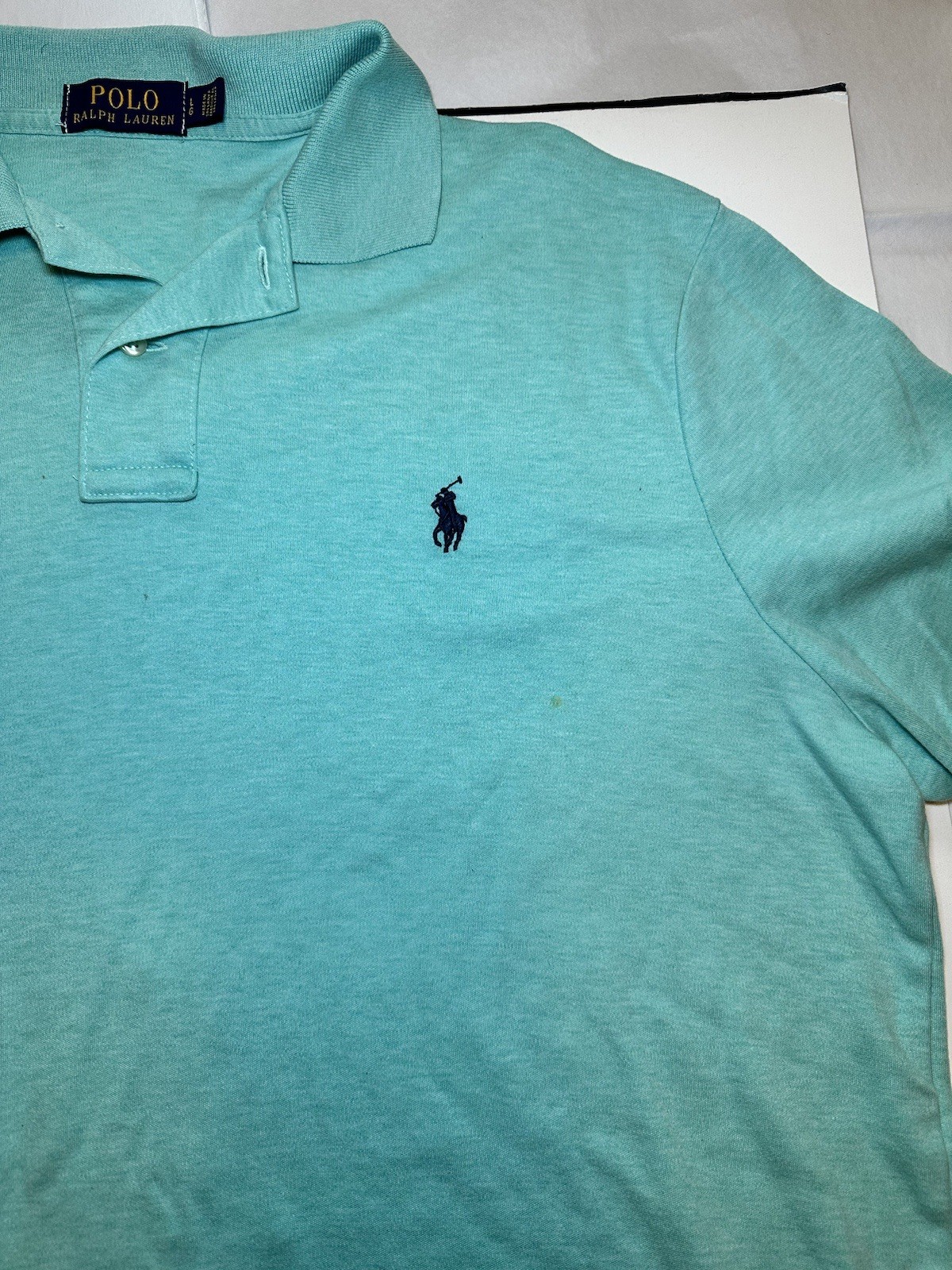 Polo Ralph Lauren camicia manica corta verde L pony uomo schiuma di mare