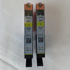 NEW GENUINE - Lot of 2 CANON 281 YELLOW Ink Cartridges - 2090C001 Sealed Bags