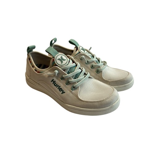 Hurley Castaic Womens Sneakers Cream Mint Green Striped Lining Low Top Shoes 6M - Picture 1 of 6