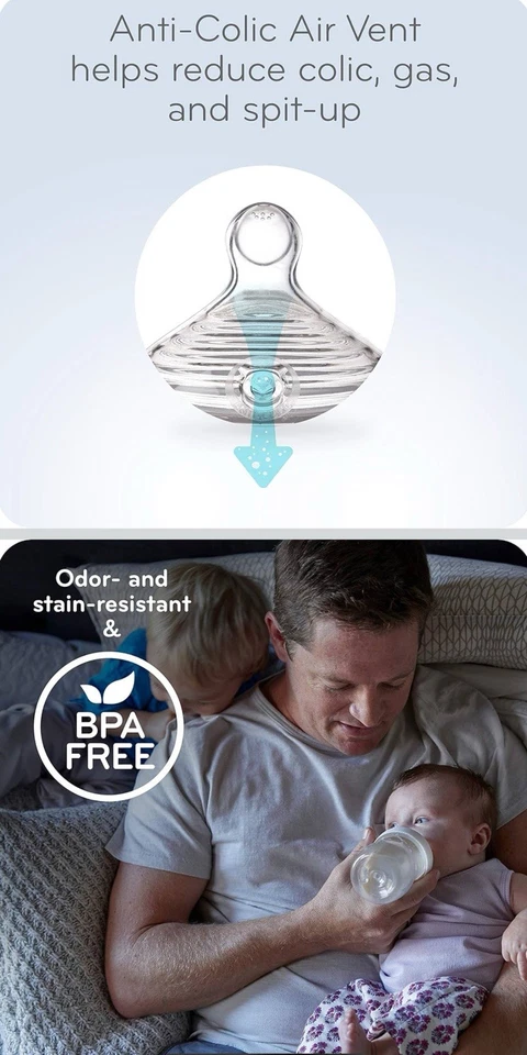 NUK Simply Natural 9 oz Baby Bottles (3 Count ) Med Flow & Pacifier SAFE TEMP - Image 4 of 4