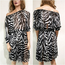 🆓US🛃  Dolce&Gabbana zebra stripes printed silk chiffon dress IT 40