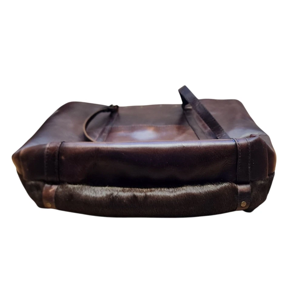 Patricia Nash Benvenuto Tote Bag Brown Calf Hair Leather Studded - Image 4 of 4