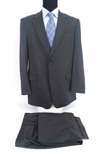 Hart Schaffner Marx 2Btn Gray 100 Wool Suit Center Vent Men s 43L
