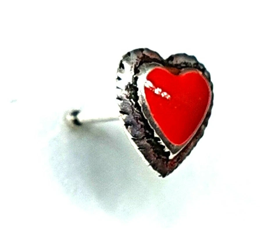 Corazón Nariz Stud Rojo Esmalte Bali Indio 22g (0.6mm) 925 Plata Esterlina Bo... - Imagen 2 de 4