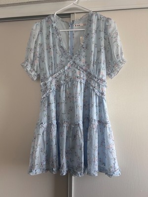 Women s Francesca's Mi Ami Floral Ruffle Light Blue Sz Medium NWT