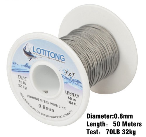 70lb-368lb Pesca Filo Acciaio Linee Pesca 7x7 49 Fili Super Morbide Linee Filo - Foto 23 di 27