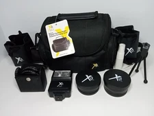 Xit Padded Camera Case w/ 2 Lens, 3 Lens Filters, Flash, Tripod, Cleaning Kit
