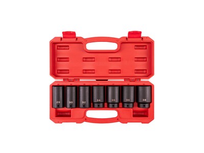 Tekton 1/2 Inch Drive Deep 6 Point Axle Nut Impact Socket Set, 7 Piece 29-38 Mm