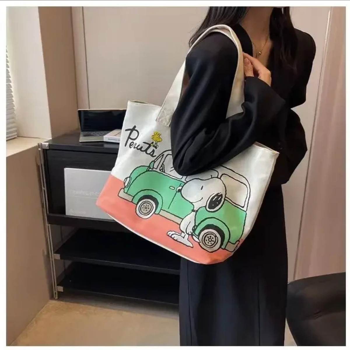 Peanuts Snoopy Large Tote Shoulder Bag Ladies Cartoon Zipper