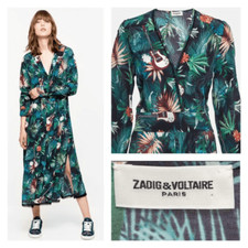 Zadig and Voltaire Women's Pleated Remus Jungle Midi Dress Multicolor Size XS