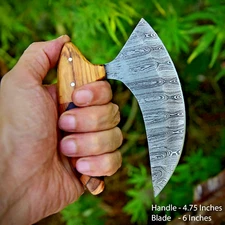 handmade forged Damascus chef ulu knife meat choper Pizza CUTTER alaskan knife