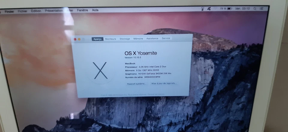 APPLE MACBOOK - Vintage - Core 2 duo VENDU EN L' ETAT - S' ALLUME ET FONCTIONNE - Photo 2/4