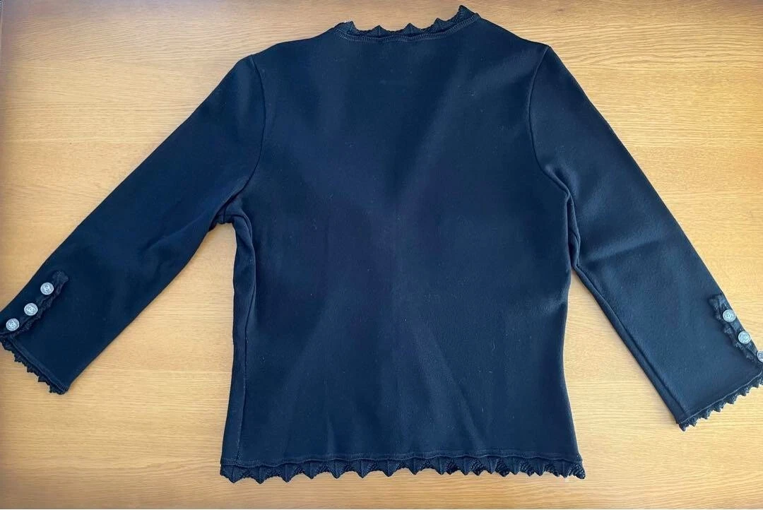 Chanel Giacca Cardigan Bottone Coco Nero Rayon Taglia 40 Donna