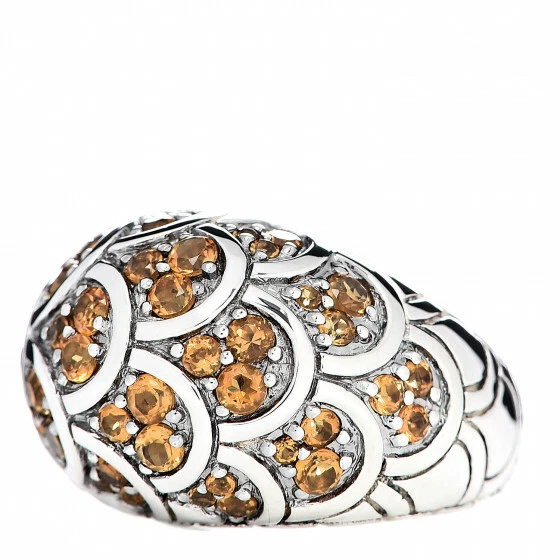 NUEVO CON ETIQUETAS JOHN HARDY Anillo Cúpula Naga Citrino Plata Esterlina TALLA 7 RBS658984CIX7 $795 Foto 2 de 4