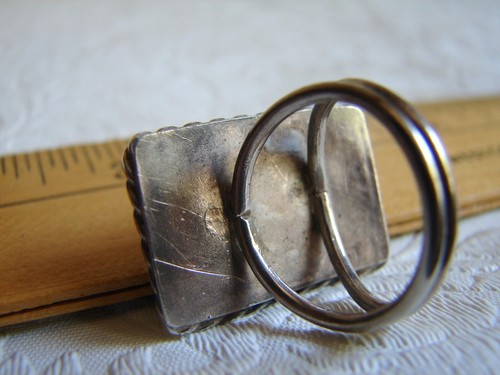Am. Nativo Vintage ANELLO in argento, taglia 5, pietra turchese blu con matrice, Navajo D65 - Foto 10 di 13