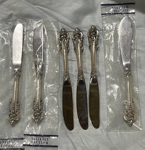 Wallace Sterling Silver Grande Baroque 5 Butter Spreaders And Master Knife