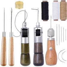 Leather Sewing Kit With Speedy Hand Stitcher Sewing Awl Waxed Thread Repair Tool