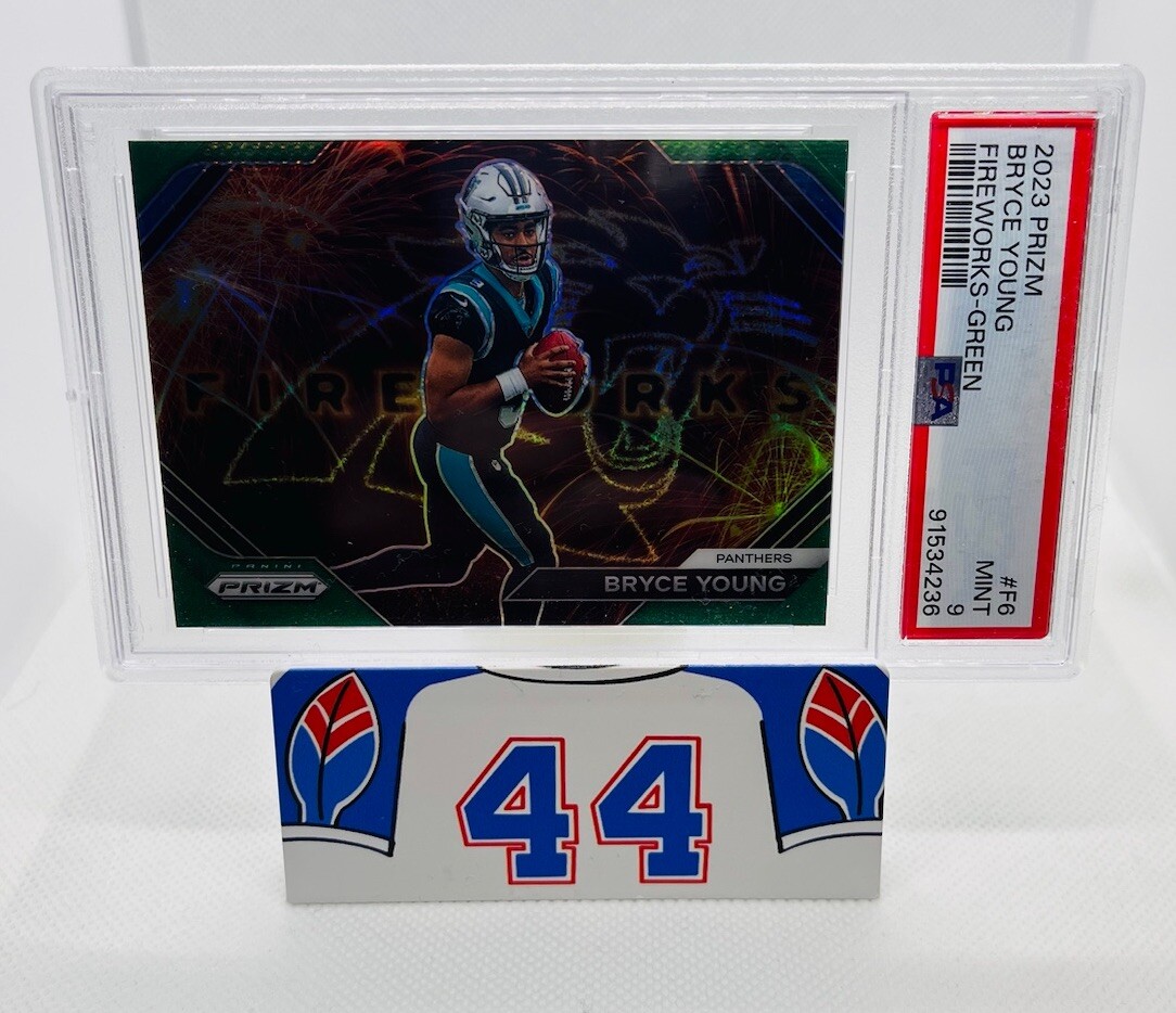 2023 Panini Prizm Bryce Young Fireworks Green PSA 9
