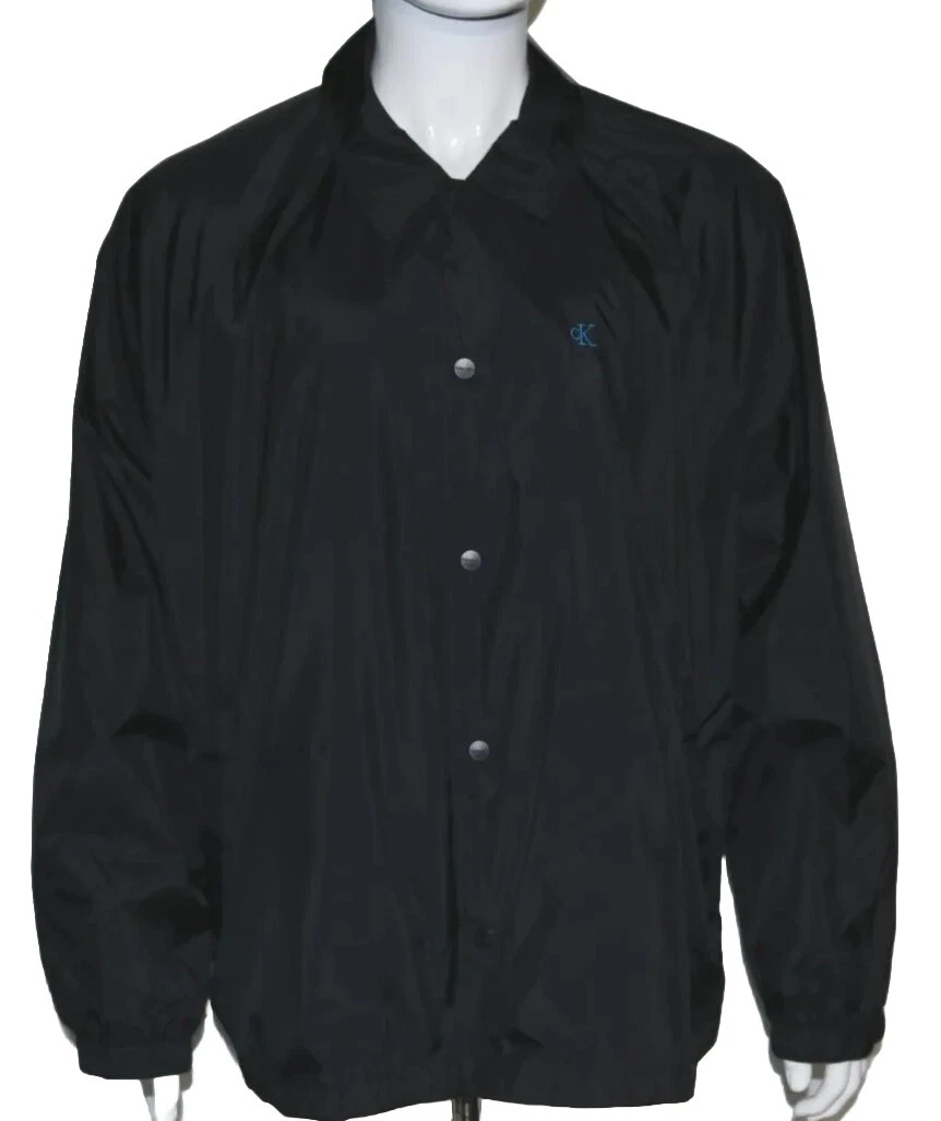 Giacca da coach monogramma in nylon Calvin Klein nera bellezza taglia XL $148