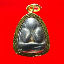 Phra Pidta LP Kaew Gold Micron Plated Pendant Talisman Thai Buddha Amulet