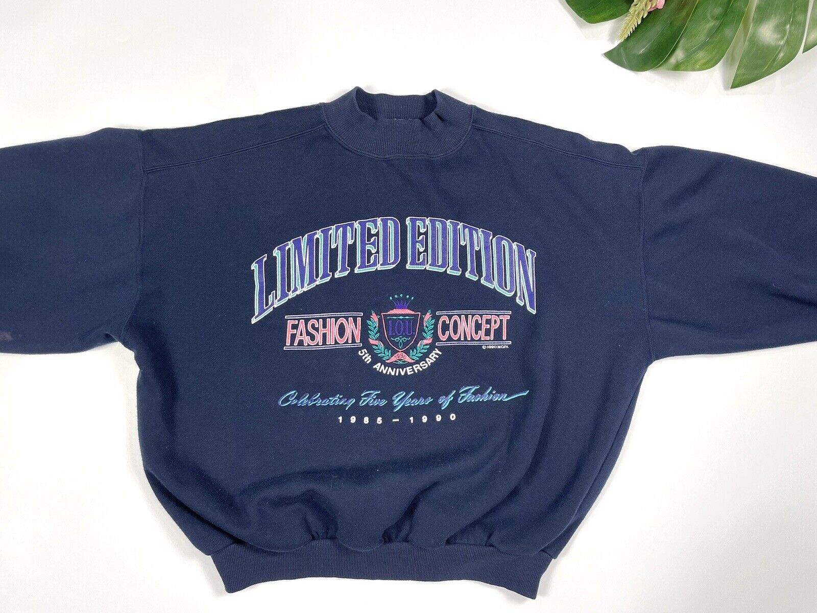 Vintage I.O.U. Navy Blue Mock Sweatshirt Womens S… - image 2
