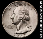 1937 Silver Washington Quarter - Super Choice Gem Brilliant Unc++++  #K161