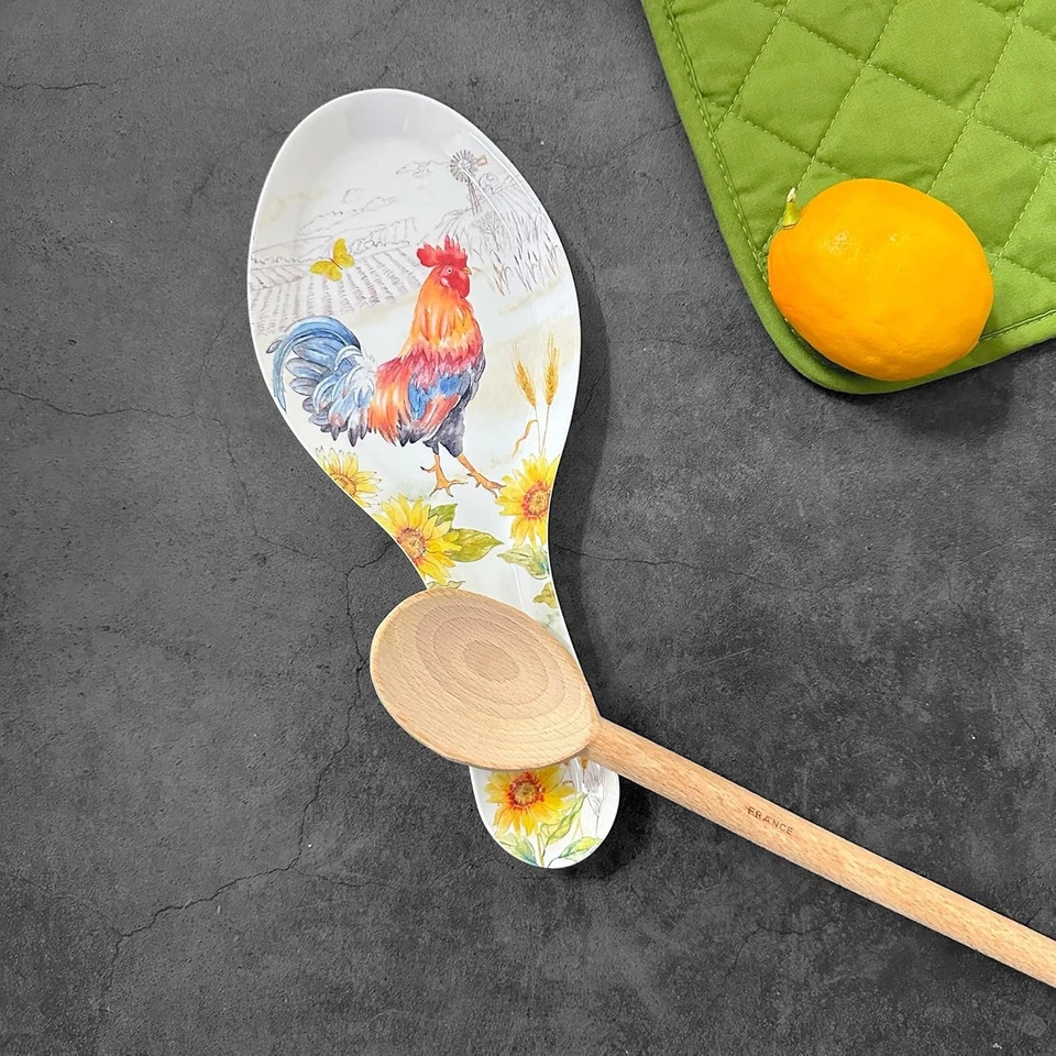 Sunshine Rooster Melamine Spoon Rest, Cooking Spoon Holder for Stove Top. - Image 2 of 4