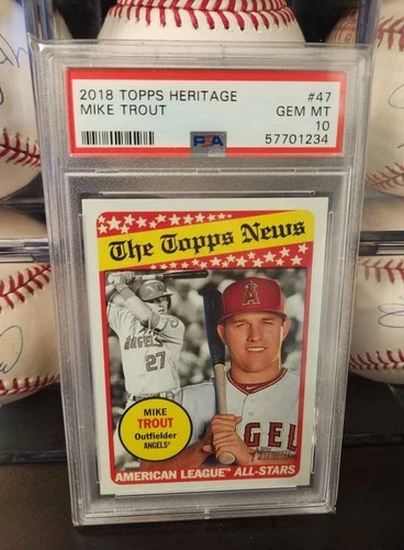 Mike Trout 2018 Topps Heritage All-Stars #47 Gem Mint PSA 10 HOF Pop 283