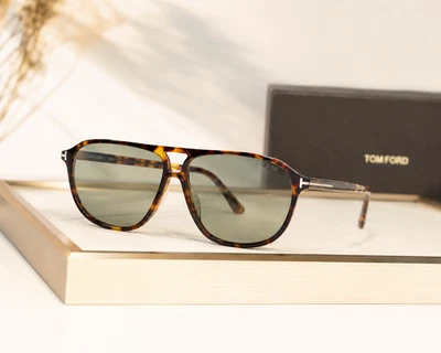 Tom Ford TF1026 Aviator Sunglasses Tortoise Havana Frame Green Lens 61-12-145 - Image 1 of 4