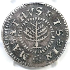 1652 Noe-16 R-2 PCGS XF 40 Pine Tree Shilling Colonial Silver