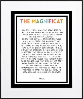 THE MAGNIFICAT - KATHOLISCHES GEBET - SCHWARZ+WEISS GERAHMTES BILD ODER A4 DRUCK 806-W