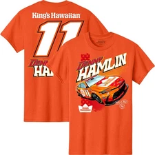 Denny Hamlin 2025 King's Hawaiian Car 2-Spot T-Shirt Orange