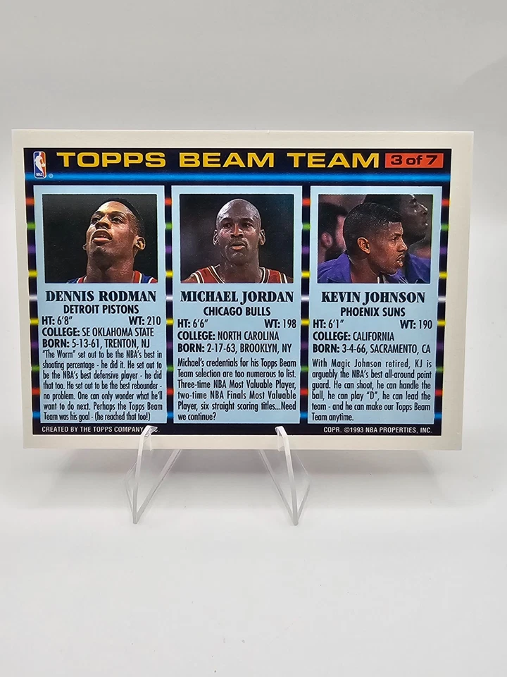Topps Beam Team 1993 Michael Jordan Dennis Rodman Kevin Johnson Inserto Foto 2 de 2