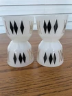Vintage Federal Milk Glass Set Of 4 cups- Atomic Black diamond & Gold