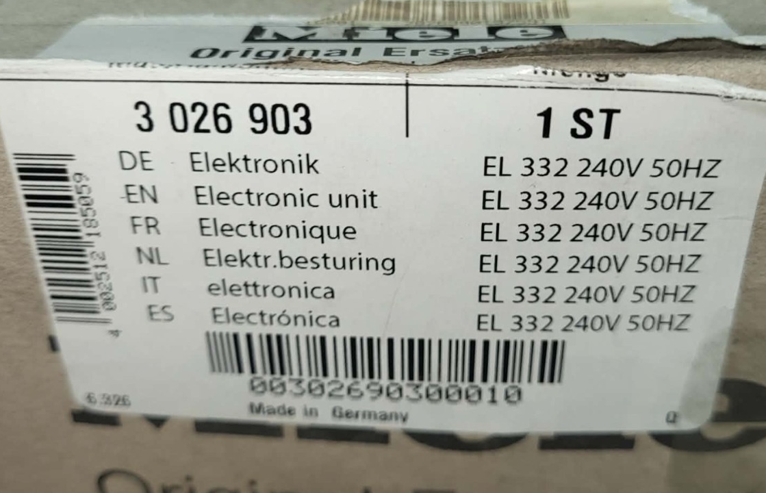 MIELE 3026903 ELECTRONIC UNIT PCB EL 332 240V 50HZ TUMBLE DRYER SEALED