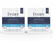 2 Pack Ivory Bar Soap with Original Scent 3.17 Oz (90 g) Total 6 Soaps Fast Ship