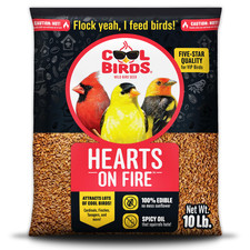 Cool Birds Hearts on Fire – 10 lb. Hulled Sunflower Hearts, Squirrel-Proof 4.96 per gallon