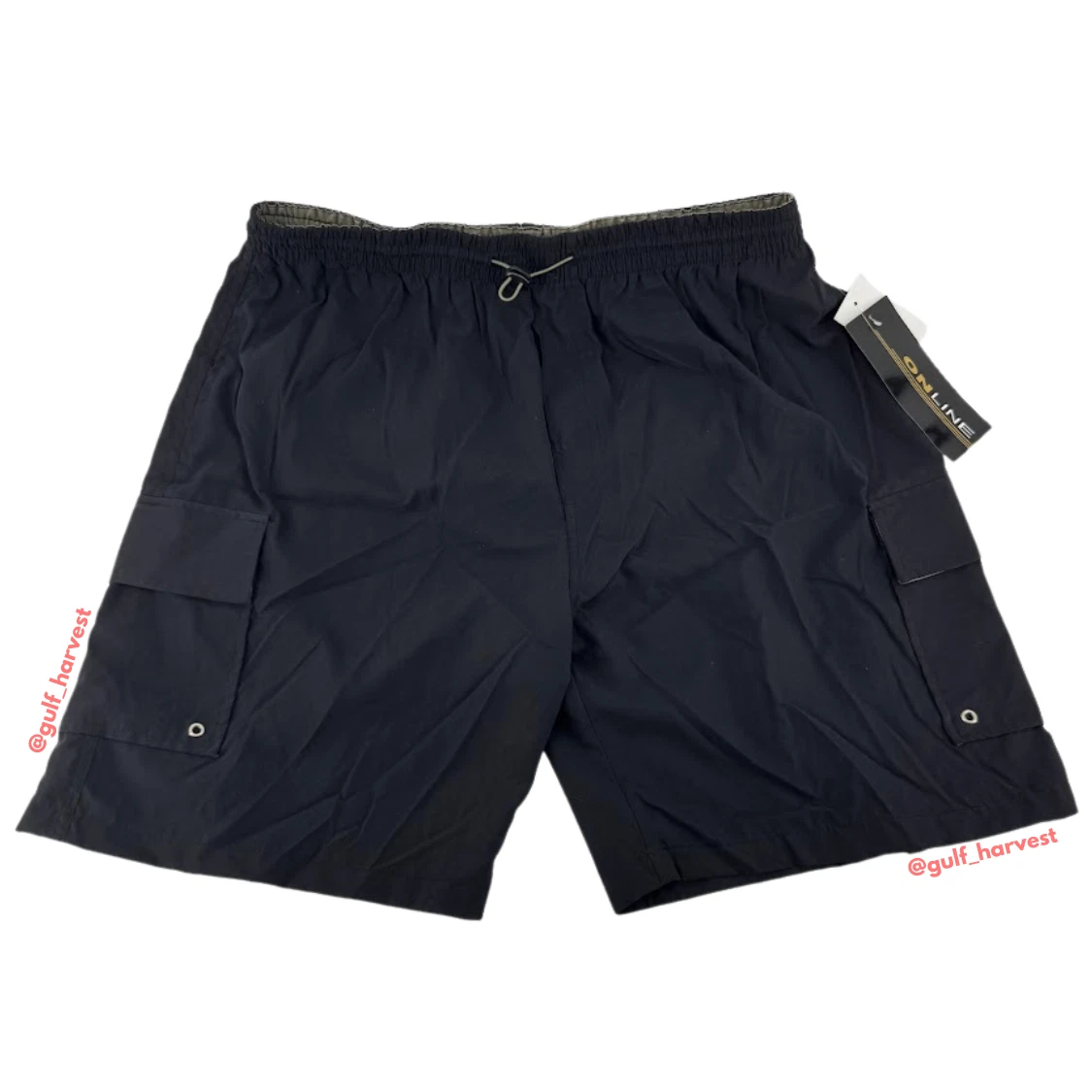 Vintage Online Men's Black Elastic Waist Lined 8" River Shorts, Size Large L